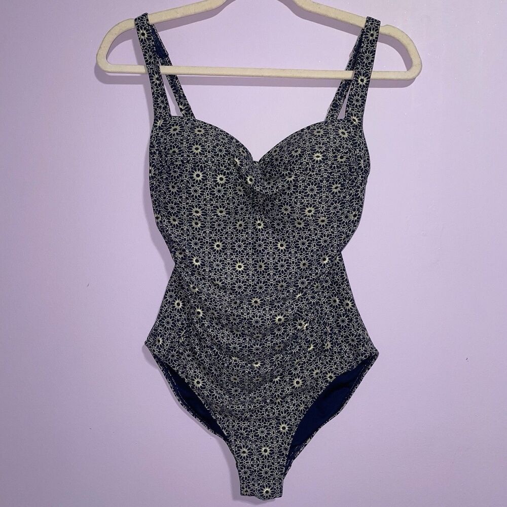 Nip Tuck Nautical Foil Joanne One Piece Swimsuit Women Size 6 Ruched Lined Boho